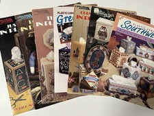Plastic Canvas Pattern Booklet Lot of 8 Leisure Arts Needlecraft Shop Crafts