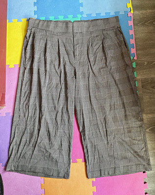  NWT Torrid Studio Wide Leg Stretch Challis Cropped High Rise Pants Plaid 24