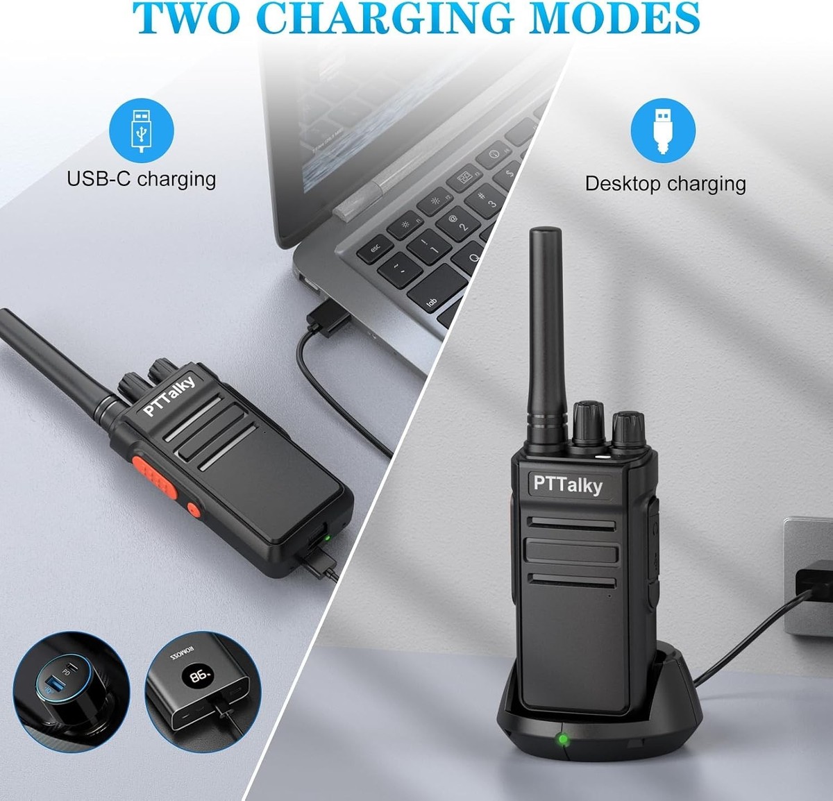 2 PACK Long Range Walkie Talkie 100 Mile Two Way Radio Charge Headset Waterproof View 3