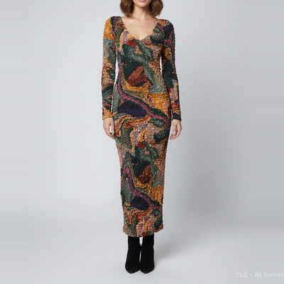 Mara Hoffman Multicolor Smocked Textured Lyocell Eliza Midi Dress S