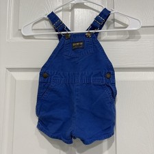 Vintage OshKosh B  gosh Vestbak Baby Overalls Shortalls Blue 24M Toddler USA Made