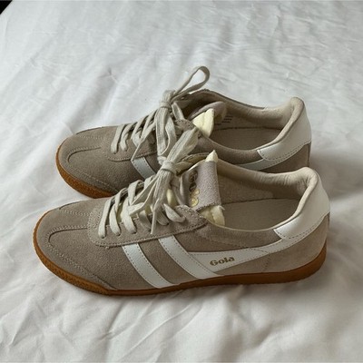 Gola Elan Suede Sneakers Beige White Gum Sole CLB538 Retro Women's Size 8 / UK 6