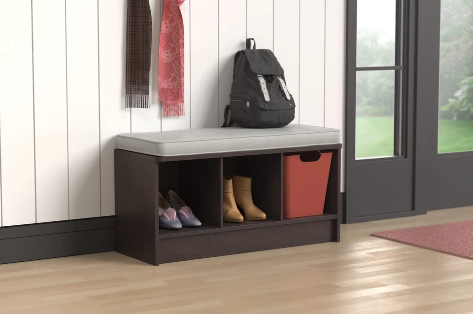 Closetmaid Cubeicals 3 Cube Storage Bench With Gray Cushion For Organization - Image 2 of 4