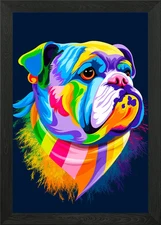 bulldog pop art Framed Wall Art Poster Canvas Print Picture