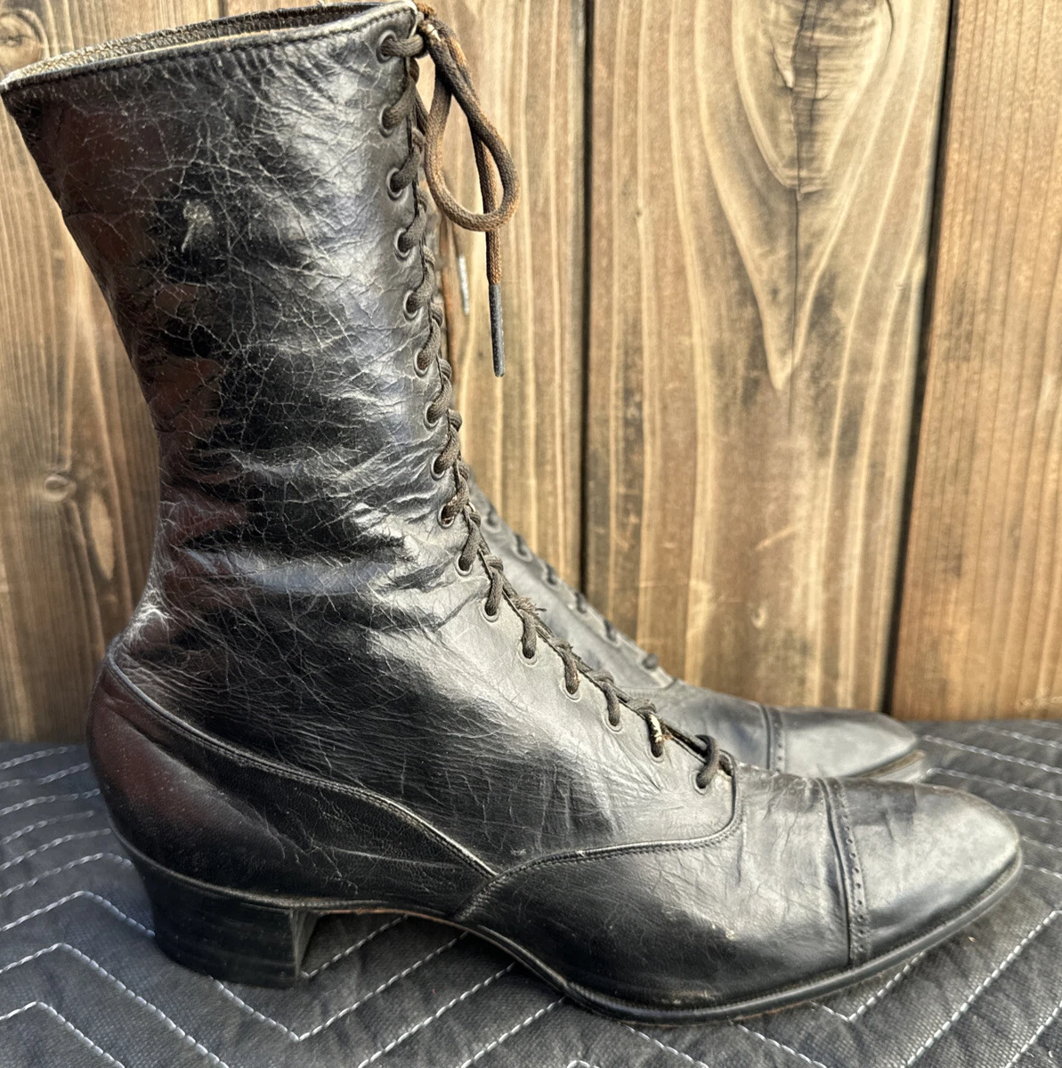 Antique Victorian Era Peters Shoe Co Black Diamond Shoes Boots Rare Vintage