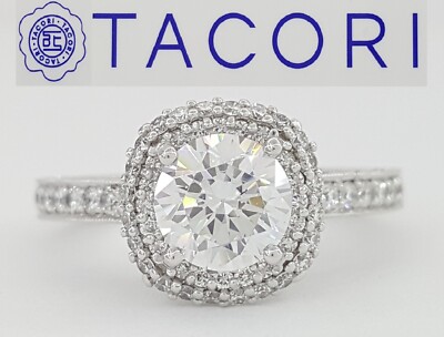 Tacori Halbmond Halbmontierter runder Diamant 0,52 ct 18k Weißgold Verlobungsring