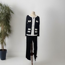 New BCBG MaxAztria Women Black White Logo Track Suit Pant Jacket SZ Med