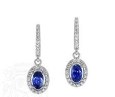 2.50 Ct Natural Blue Tanzanite Diamond Earring danglers In 14K White Gold