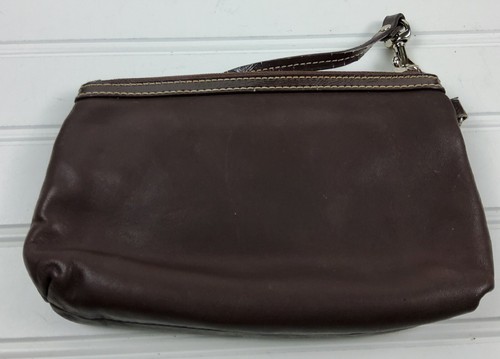 Coach Leather Wristlet Pouch Clutch Wallet Purse Brown - Picture 3 of 6