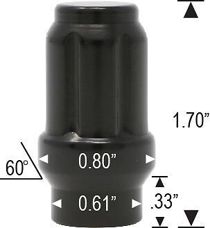 Spline Tuner Lug Nuts Set with Key 14x2.0 Black for Expedition Navigator - Picture 3 of 3