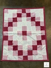 Pink Square Baby Quilt / Vintage Baby Blanket / Small Lap Blanket / 32" x 29"