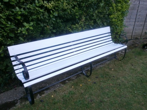 Antique Victorian railway garden bench 8ft - Picture 6 of 6