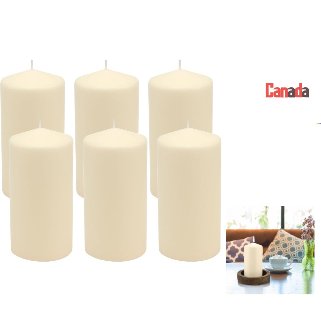 Premium Ivory Pillar Candle Set - Set of 6, 3x6 inch Extended