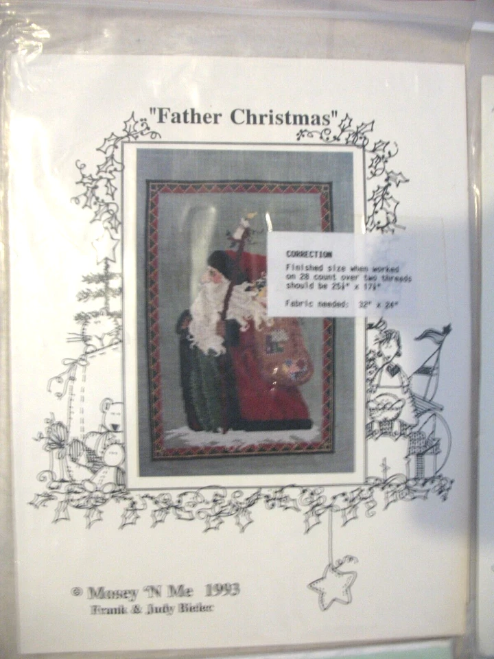 4 SANTA QUILT CROSS STITCH PROJECT PATTERNS Father Christmas Antique toys tree - Image 2 of 4