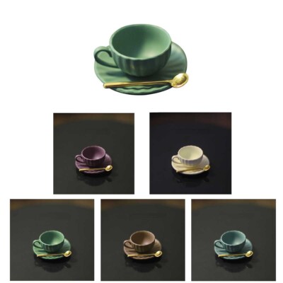 2 Set Maßstab 1:12 Puppenhaus Miniatur Kaffeetassen Teller Löffel Küche Zubehör