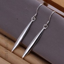 Women's Ladies Girl's 925 Sterling Silver Filled Tiny Bar Drop Dangle Earrings