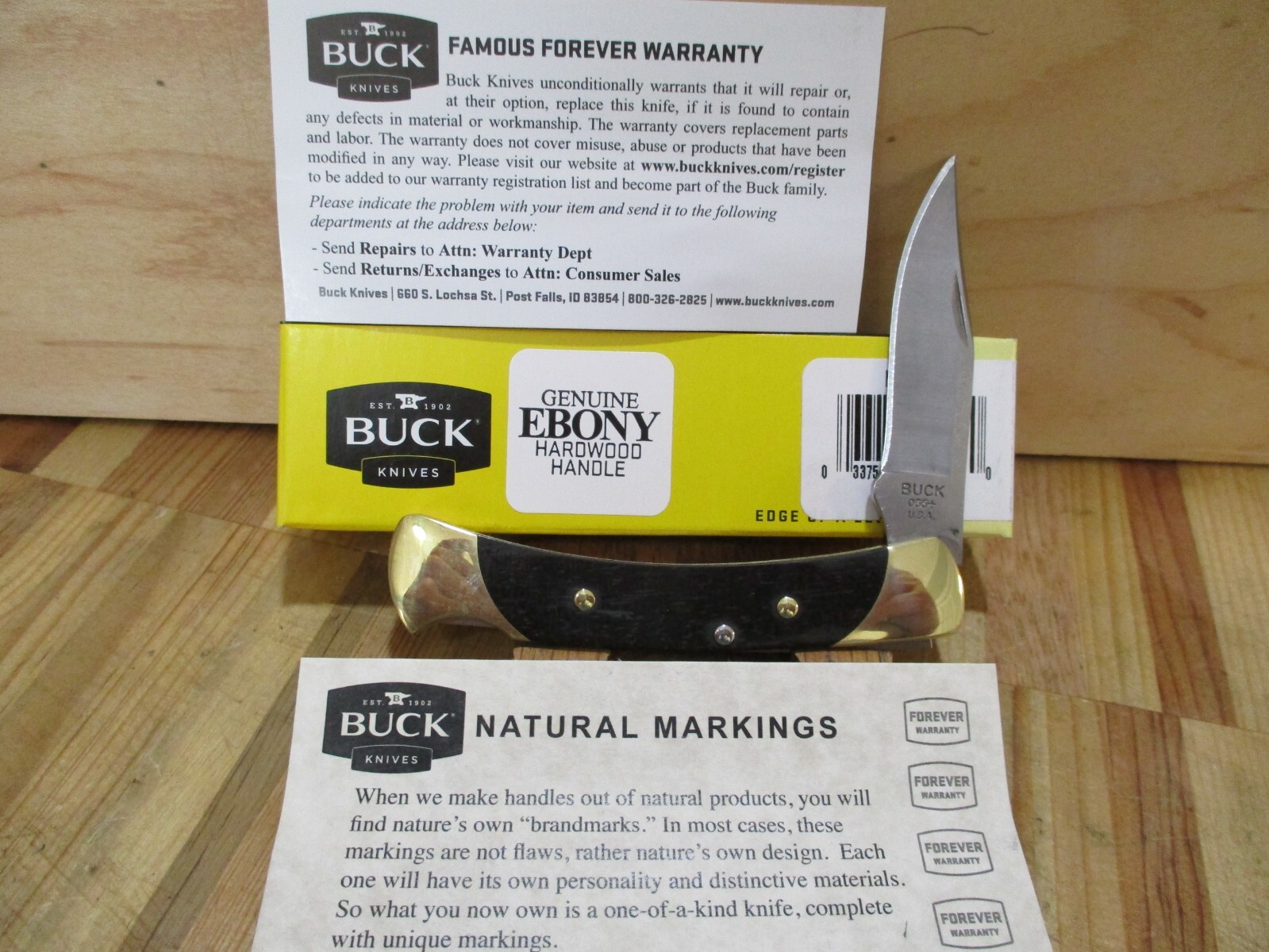 NIB Buck USA "The 55" Folding Pocket Knife With Ebony Handles eBay