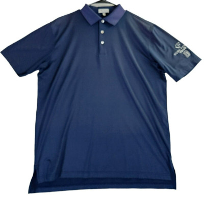 Peter Millar Summer Comfort Polo Shirt Men's L Blue Stretch Korn Ferry Tour PGA