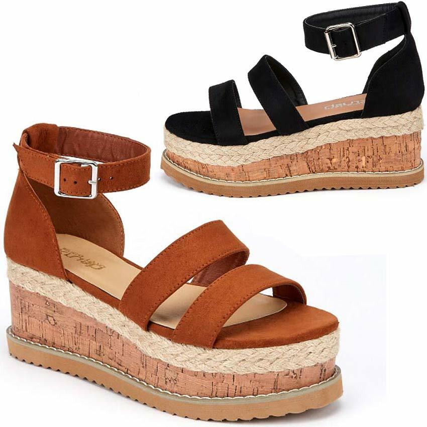 Ladies Wedge Platform Sandals Fancy Summer Dress Heels Walking