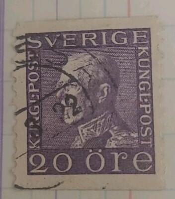 SWEDEN King Gustav V 20 Ore Stamp / Violet / 20 Öre - 1921 RARE