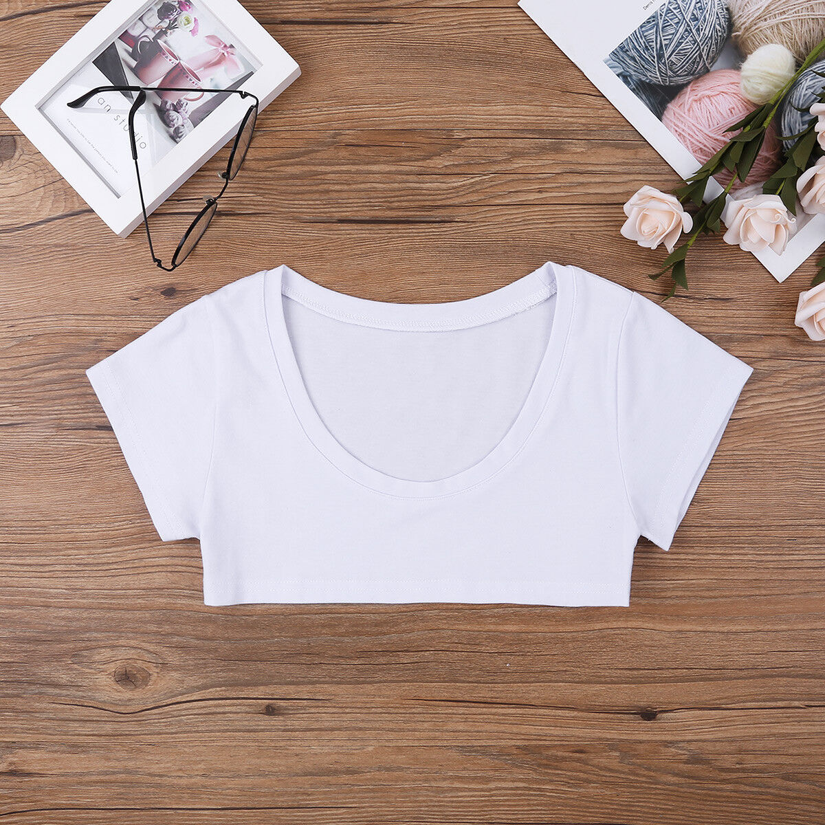 Sexy Women No Bra Cotton Letter Short Sleeve Crop Top T-Shirt Summer Tee  Blouse