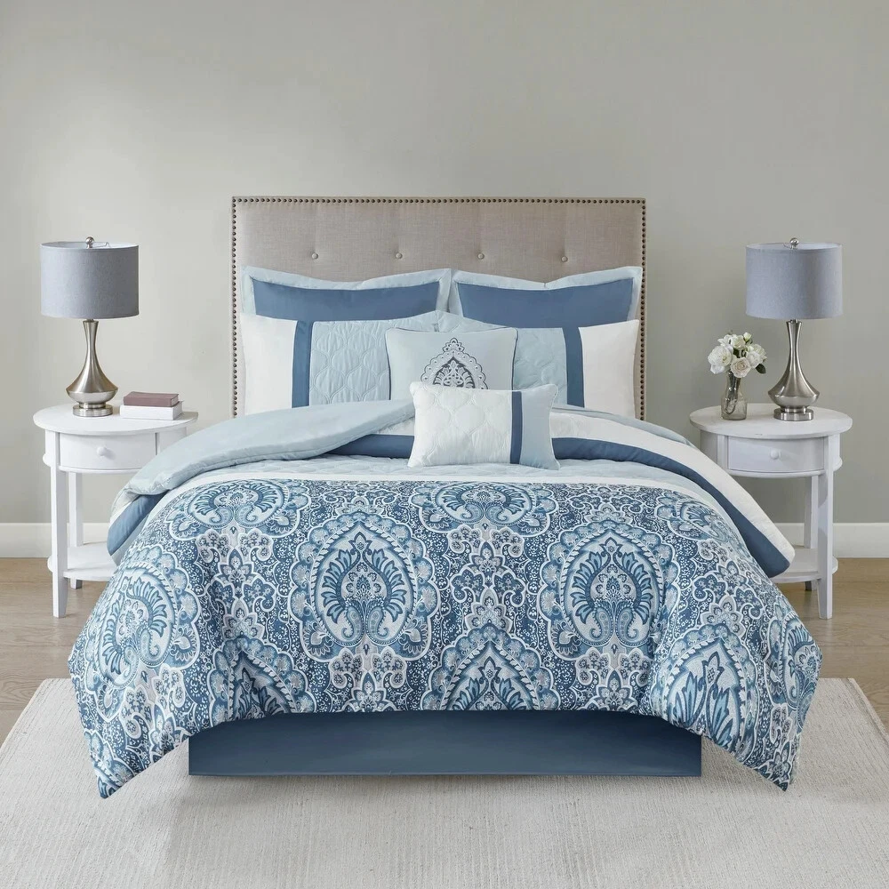 NEW ELEGANT MODERN GREY NAVY AQUA LIGHT BLUE WHITE CONTEMPORARY