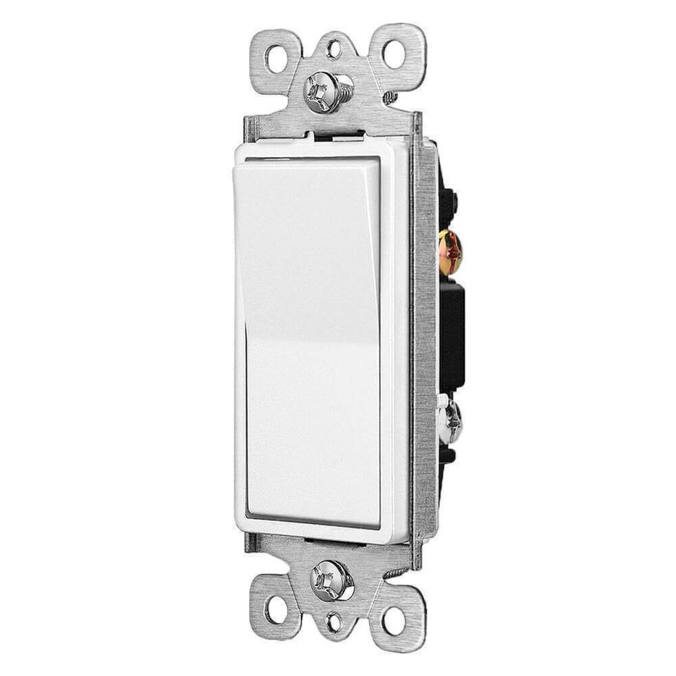 15Amp 120/277 Volt Decora Rocker Single-Pole Light Switch Wall White UL ...