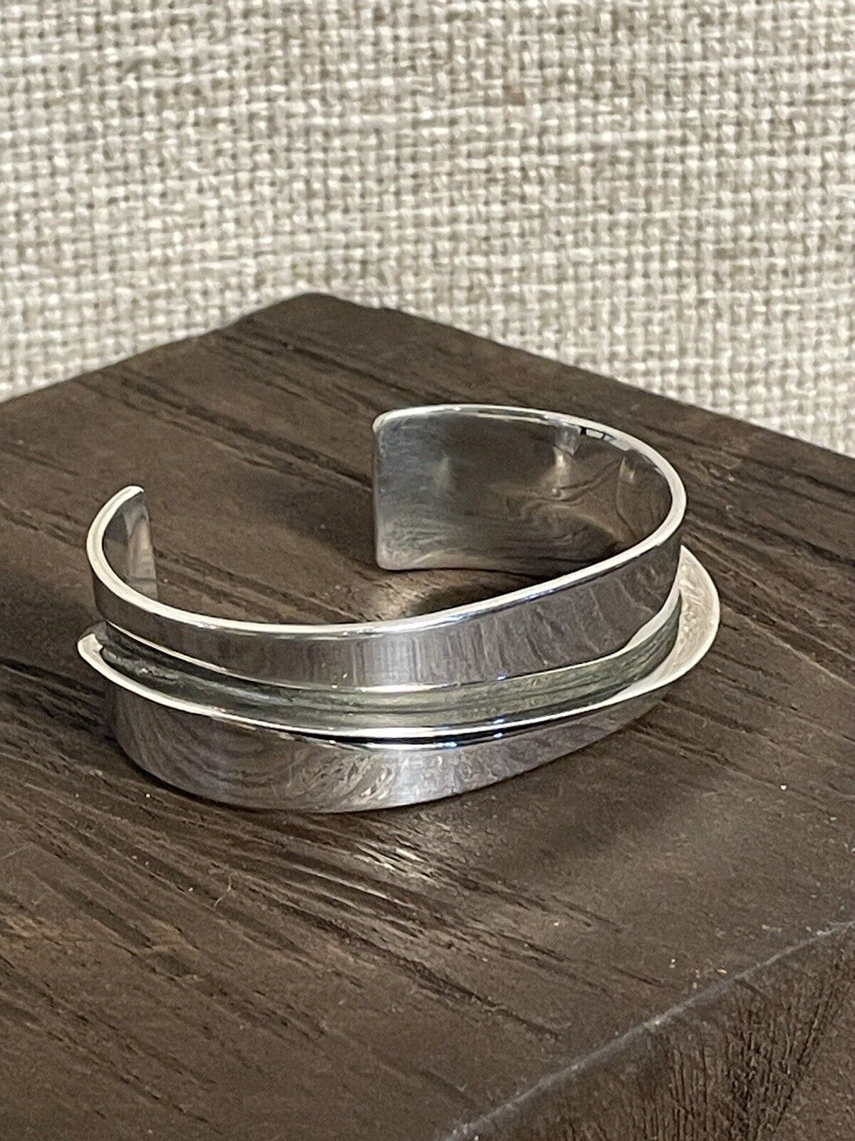 925 Sterling Silver Vintage Modernist Cuff Bracel… - image 6