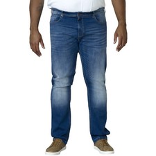 D555 Mens Ambrose Big Tall King Size Tapered Fit Stretch Jeans Trousers - Denim