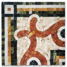 B0113CP Coral Seagrass 8.3x8.3 Marble Mosaic Border Corner Tile Polished