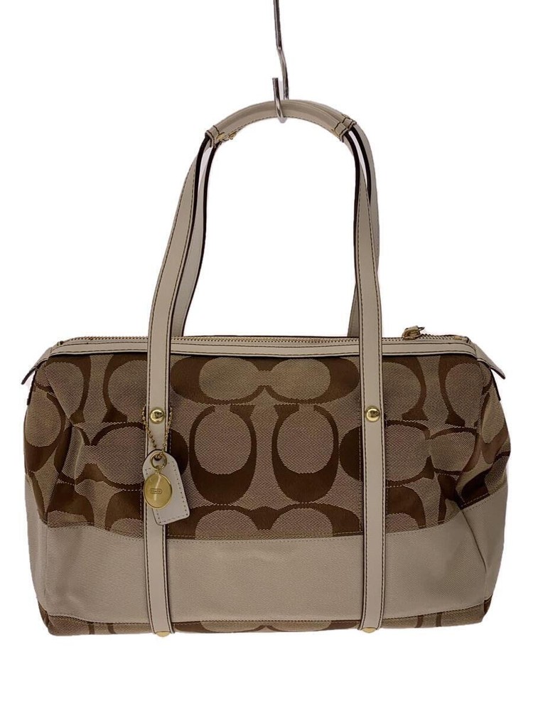 COACH Coach Handbag Canvas White F11102 E0926 Signature Total Pattern