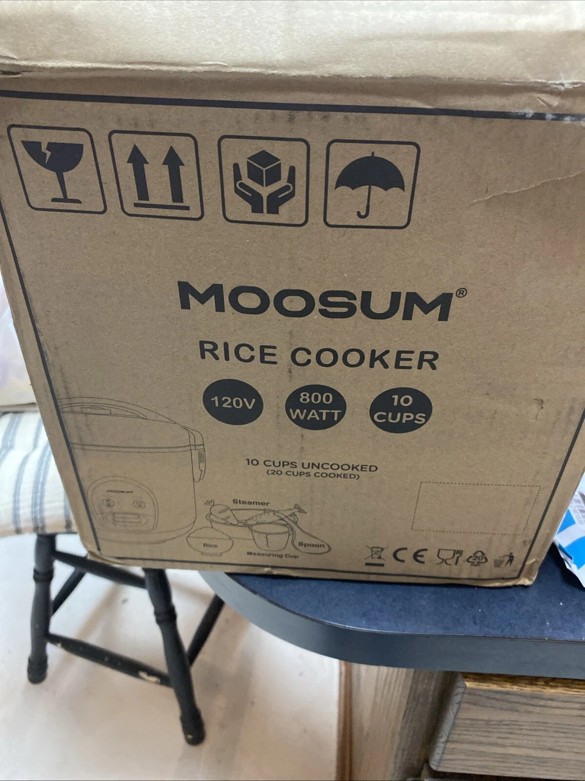 MOOSUM Electric Rice Cooker with One Touch for Asian Japanese Sushi Rice, 10-cup