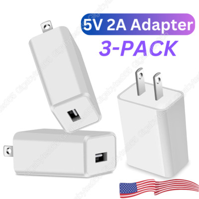 3 Pack 5V-2A USB Wall Charger Power Adapter For iPhone 7 8 X 11 14 Cube Charging