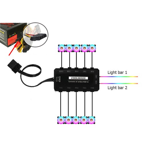 Cooling Fan Hub RGB Fan ARGB Controller Remote Control Computer Case Adapter f - Picture 10 of 15