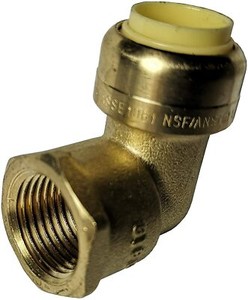 Coude Laiton 3/8" Push-fit SharkBite X 3/8" FNPT - Sans Plomb, Installation Rapide Sans Outils