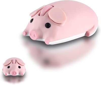 Cute Pig Design Wireless Mouse - Dual Mode Bluetooth & USB Silent Operation E...