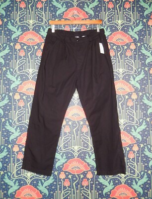 NSF Hayden Black Cropped Pleated Cotton Ankle Straight Leg Pants Nwt 28