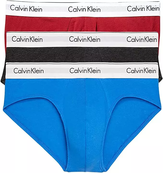 Calvin Klein Men's Modern Cotton Stretch Multipack Hip Briefs Deep Sky  Blue, XL