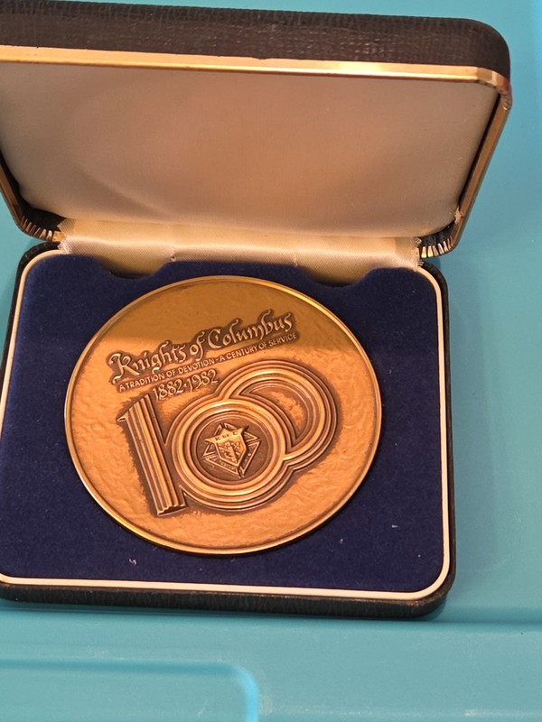 Knights of Columbus 100th Anniversary Medal Large Heavy In Box