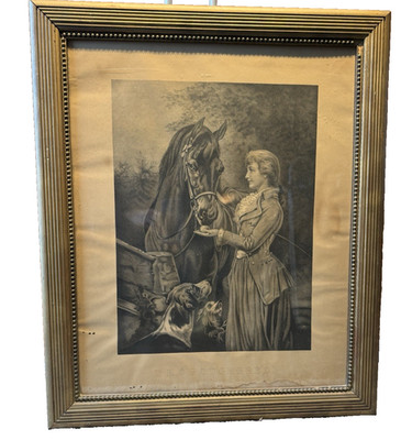 Heywood Hardy Thoroughbred Horse Lithograph Collagraph Print Framed Picture VTG