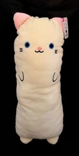 Daiso Cream White Kitty Cat LONG 17" Pillow Plush NWT Squishy Stuffed Animal