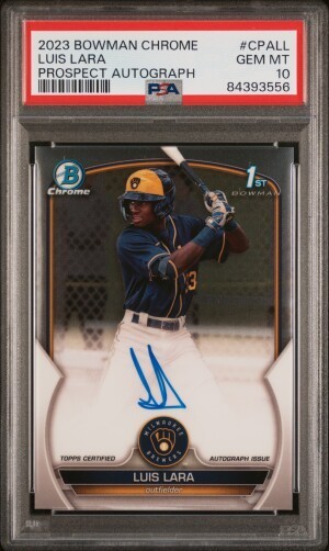 2023 Bowman Chrome Luis Lara 1st Bowman Prospect Auto PSA 10 Brewers