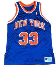 Champion Patrick Ewing New York NY Knicks Blue Orange Authentic Jersey sz 44 vtg
