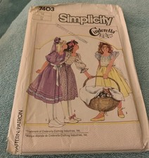 VINTAGE SIMPLICITY GIRLS 1986 CINDERELLA DRESS PATTERN 7403 Sz 12