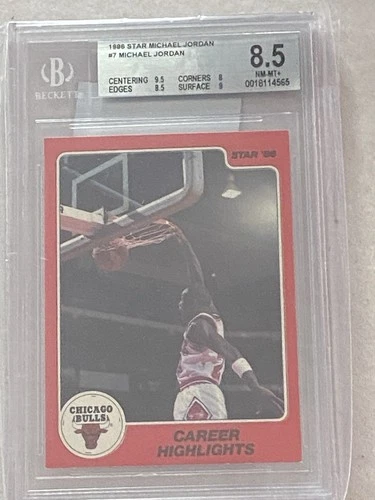 1986 Star Michael Jordan Rookie Card RC 7 Career Highlights BGS 8.5 (w 9.5 Sub)