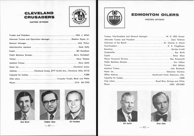 1973-1974 Cleveland Crusaders Edmonton Oilers Team  WHA Hockey Vintage Page