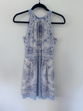 Philosophy Women's Size XS Blue Floral Halter Dress Sleeveless Lined Mini