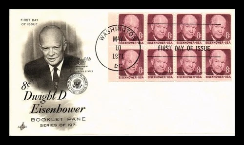 DR JIM STAMPS US COVER DWIGHT D EISENHOWER 8C BOOKLET PANE FDC ARTCRAFT