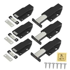 Push to Open Magnetic Door Latch Cabinet Hardware Heavy Duty Push 6 Pack Black