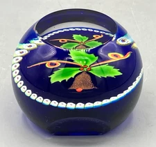 Caithness Glass 1991 Limited Edition Holly & Bell by Allan Scott 66/150